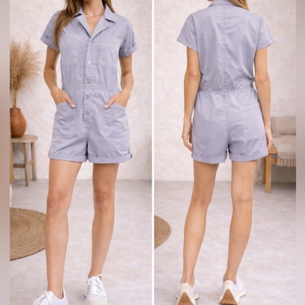 Pistola Parker Denim Romper in Plumeria